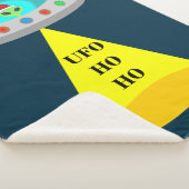 Kerst UFO Ho Ho Alien vliegende schotel Sherpa Deken (3/4)