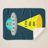 Kerst UFO Ho Ho Alien vliegende schotel Sherpa Deken (Voorkant (horizontaal))