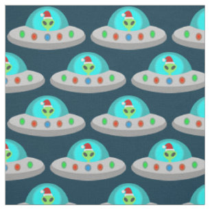 Kerst UFO Ho Ho Alien vliegende schotel Stof