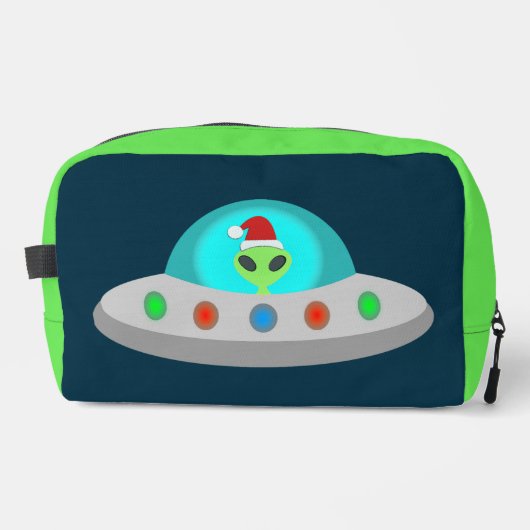 Kerst UFO Ho Ho Alien vliegende schotel Toilettasje (Voorkant)