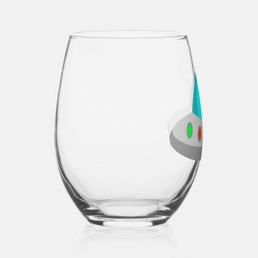 Kerst UFO Ho Ho Alien vliegende schotel Wijnglas Zonder Voet (Rechts)