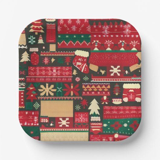 Kerst Ugly Sweater 7 Papieren Bordje (Voorkant)