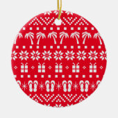 Kerst Ugly Sweater Beach Lover Keramisch Ornament (Voorkant)