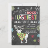 Kerst Ugly sweater party Chalkboard rood groen Kaart (Voorkant)