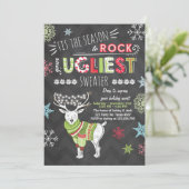 Kerst Ugly sweater party Chalkboard rood groen Kaart (Staand voorkant)