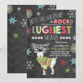 Kerst Ugly sweater party Chalkboard rood groen Kaart (Voorkant / Achterkant)