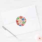 Kerst Ugly sweater Pink Ronde Sticker (Envelop)