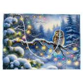 Kerst uil in een magisch winterbos groot cadeauzakje (Achterkant)