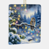 Kerst uil in een magisch winterbos keramisch ornament (Rechts)