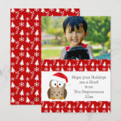 Kerst Uil met Santa Hat Foto Vakantie Kaart (Voorkant / Achterkant)