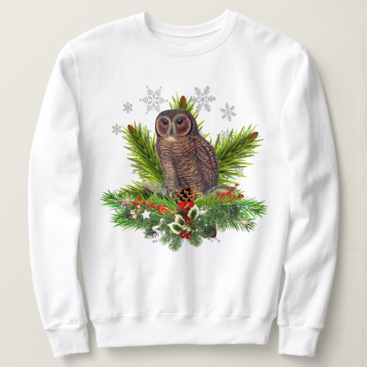 Kerst uil met sneeuwvlokken trui (Design voorkant)