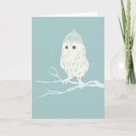 Kerst uil op boomtak - Kerstmis Feestdagen Kaart