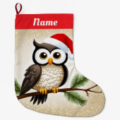 Kerst uil op een gouden achtergrond grote kerstsok (Voorkant)