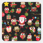 Kerst Uil patroon Vierkante Sticker (Voorkant)