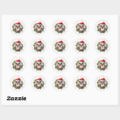 Kerst Uil Ronde Stickers (Vel)