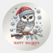 Kerst Uil Sticker (Voorkant)