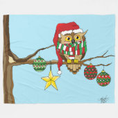 Kerst Uil Tree Ornamenten Fleece Deken (Voorkant (Horizontaal))