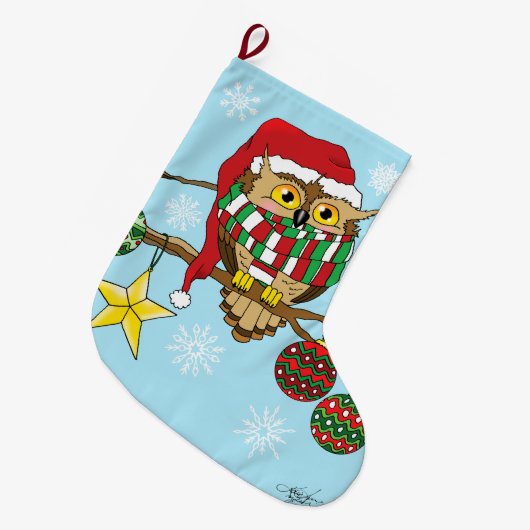 Kerst Uil Tree Ornamenten Grote Kerstsok (Voorkant (Hangend))