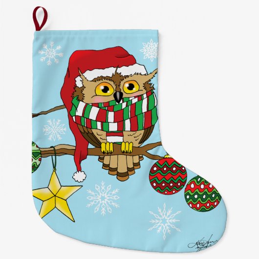 Kerst Uil Tree Ornamenten Grote Kerstsok (Voorkant)