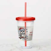 Kerst Uil Vakantie Acryl Tumbler Acryl Drinkbeker (Voorkant)