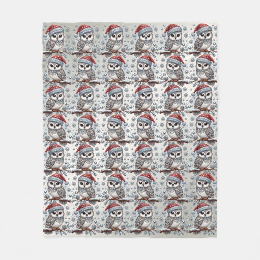 Kerst Uil Vakantie Fleece Deken (Voorkant)