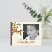 Kerst Uil Vakantie / Kerst Briefkaart (Staand voorkant)