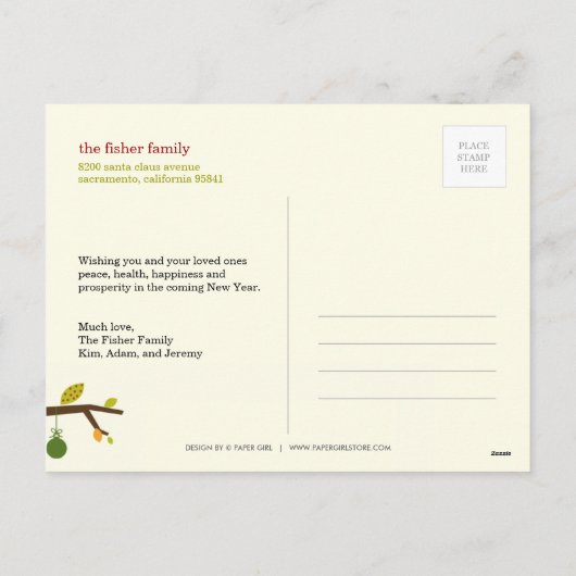 Kerst Uil Vakantie / Kerst Briefkaart (Achterkant)