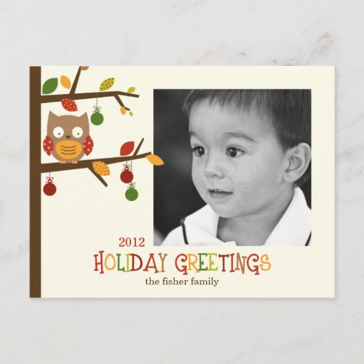 Kerst Uil Vakantie / Kerst Briefkaart (Voorkant)