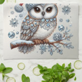Kerst Uil Vakantie Keuken Handdoek (Gevouwen)