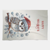 Kerst Uil Vakantie Keuken Handdoek (Horizontaal)