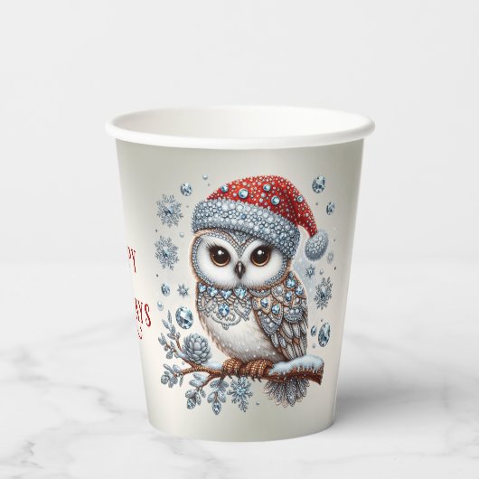 Kerst Uil Vakantie Papieren Bekers (Achterkant)