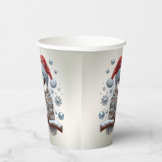 Kerst Uil Vakantie Papieren Bekers (Rechts)