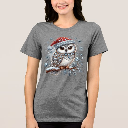 Kerst Uil Vakantie Vrouwen T-shirt (Voorkant)