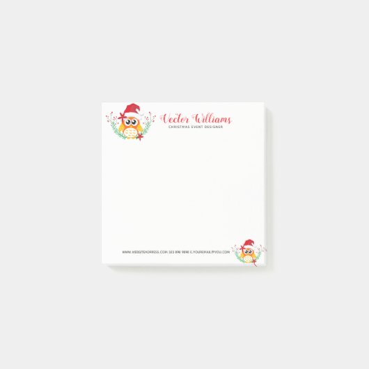 Kerst Uil Waterverven Bloemen Boeket Post-it® Notes (Voorkant)