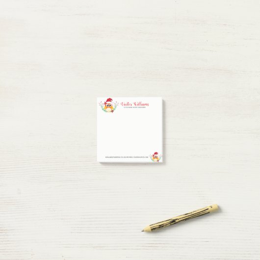 Kerst Uil Waterverven Bloemen Boeket Post-it® Notes (Op bureau)