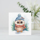 Kerst Uil Wenskaart Feestdagenkaart (Staand voorkant)