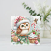 Kerst Uil Wenskaart Feestdagenkaart (Staand voorkant)