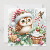 Kerst Uil Wenskaart Feestdagenkaart (Voorkant)