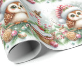 Kerst Uil Wrapping Papier (Rol Hoek)