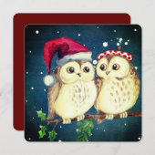 Kerst uilen in liefde zoet feestdagenkaart (Voorkant / Achterkant)
