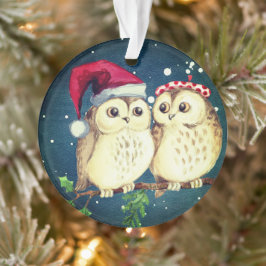 Kerst uilen in liefde zoet ornament