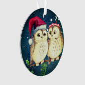 Kerst uilen in liefde zoet ornament (voorkant)