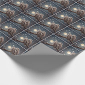 Kerst Uilen met Volle Maan Cadeaupapier (Hoek)