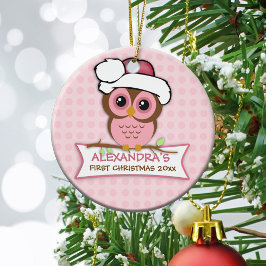 Kerst-uilornament voor baby's eerste kerstfeest keramisch ornament