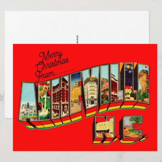 Kerst uit Asheville - Grote Kaart (Voorkant / Achterkant)