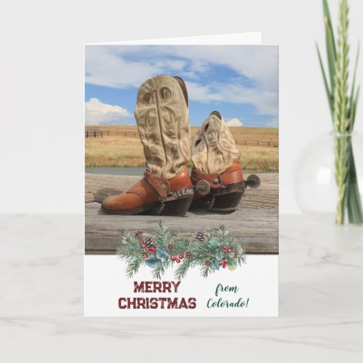 Kerst uit Colorado Western Boot Feestdagen Kaart (Voorkant)