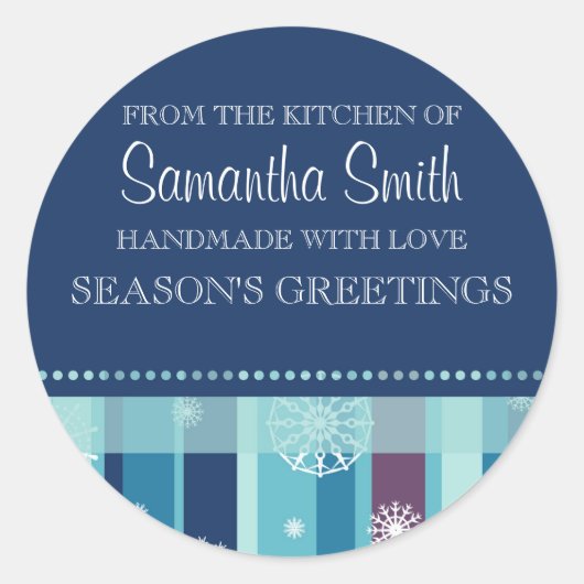 Kerst Uit de keuken van Sticker Blue Stripes (Voorkant)