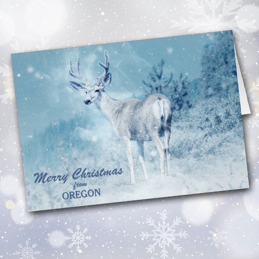 Kerst uit Oregon Deer Kerst Kaart