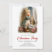 Kerst Uitnodiging Cute Meisje Kerstmis (Voorkant)