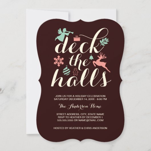 Kerst Uitnodiging Deck The Halls (Voorkant)
